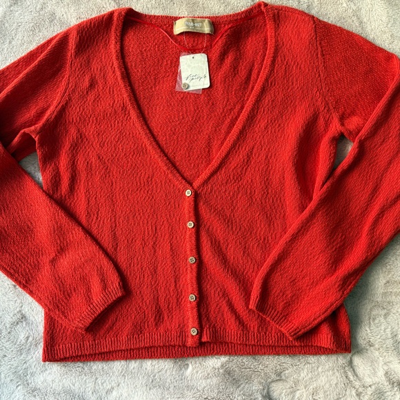 NWT Free People Free-est Ameena Cardigan Sweater Fiesta Red Size M - Picture 5 of 9